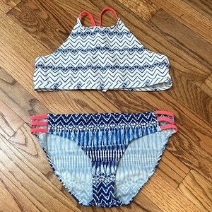 blue pattern bikini